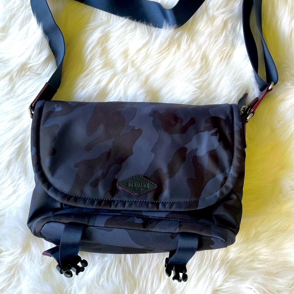 Ms Wallace navy camo Bleecker Messenger bag